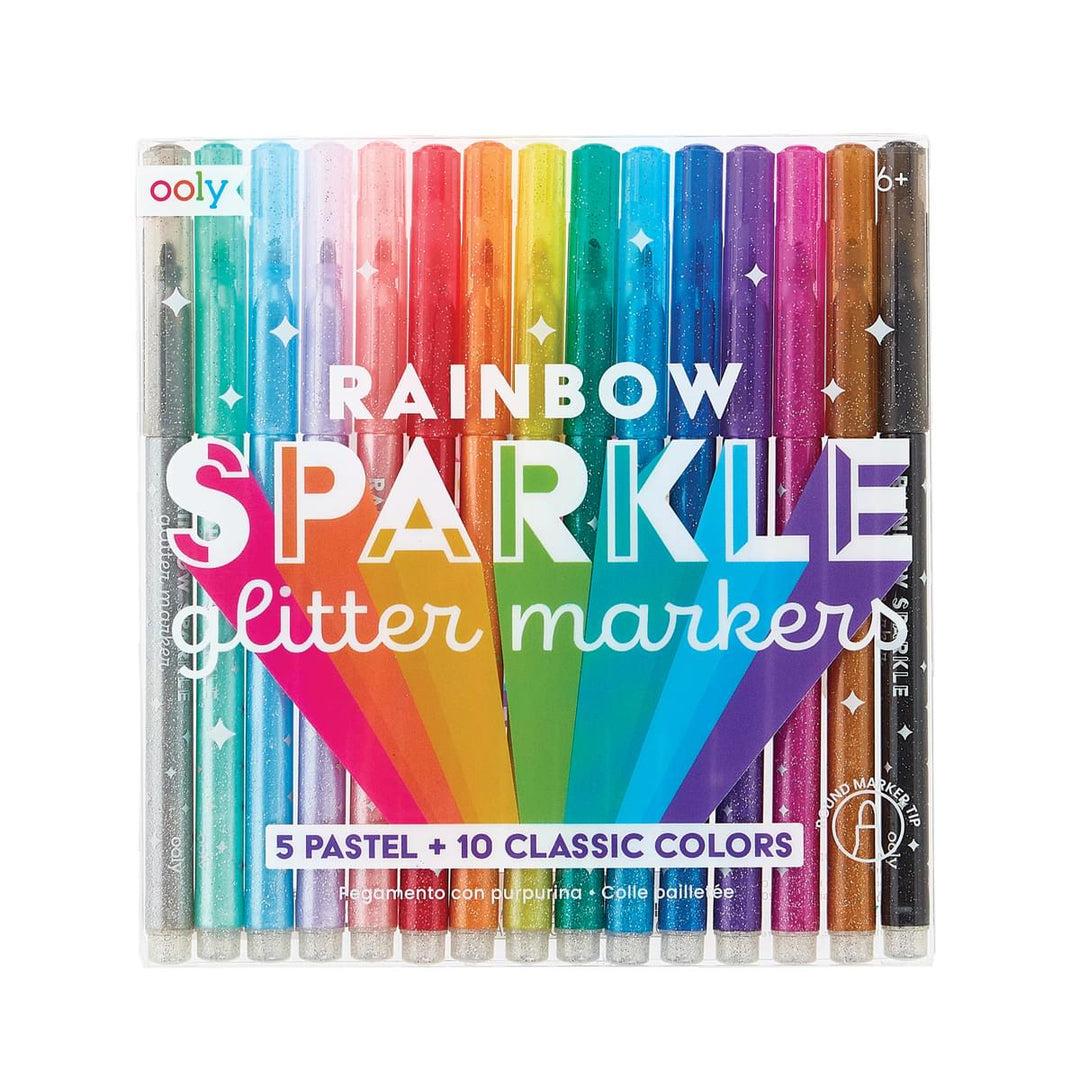 OOLY Rainbow Sparkle Glitter Markers - Set of 15