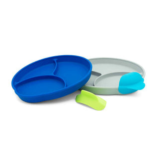 321 Grow - 321 Grow Silicone Easy Scoop & Hold Plate Set- Ocean