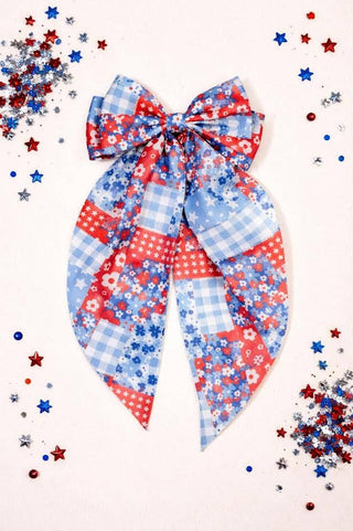 Cheeky Plum - Patriotic Patches Hair Bow