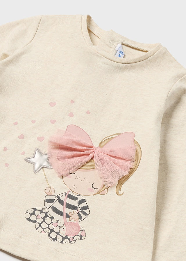 Mayoral L/S T-Shirt Beige w/ Fairy Girl