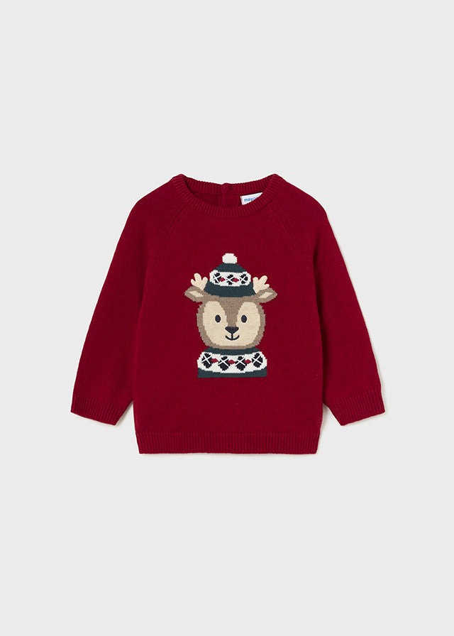 Mayoral Jersey Reindeer Cherry Red Sweater