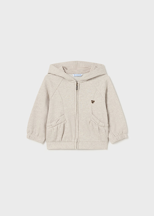 Mayoral Fleece Zip-Up Hoodie w/ Bow Pockets