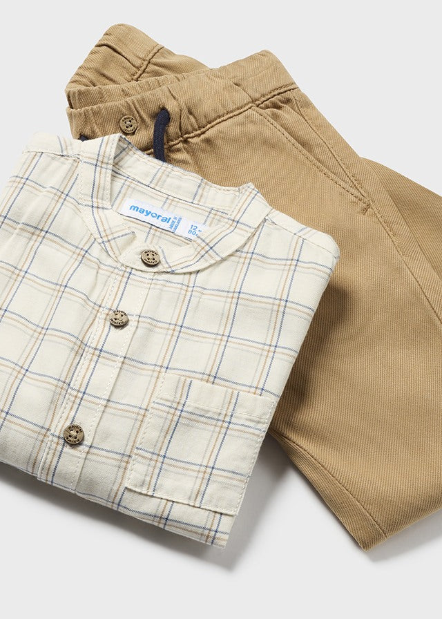 Mayoral Button-Up Shirt w/ Khaki Pants Set