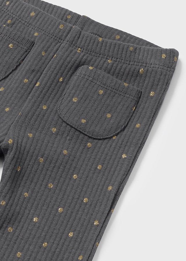 Mayoral Leggings Charcoal with Gold Dots