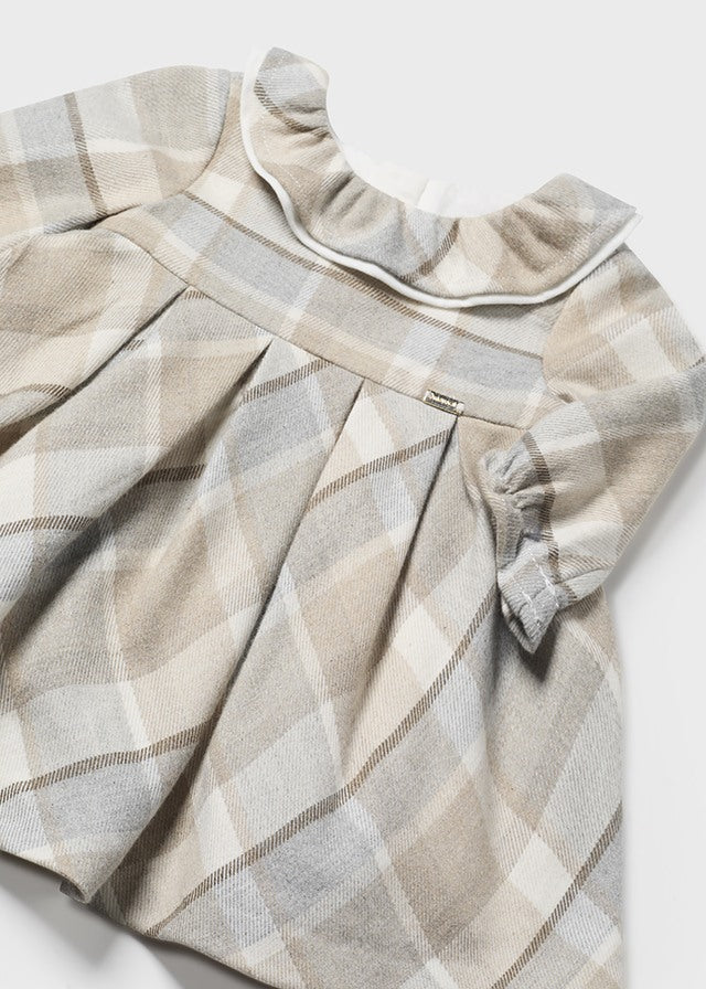 Mayoral L/S Plaid Dress Walnut