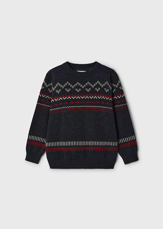 Mayoral Sweater Dark Grey & Red