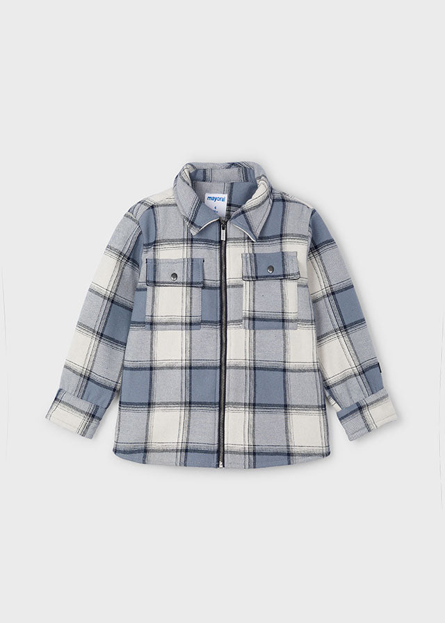 Mayoral Cream and Blue Zip-up Flannel