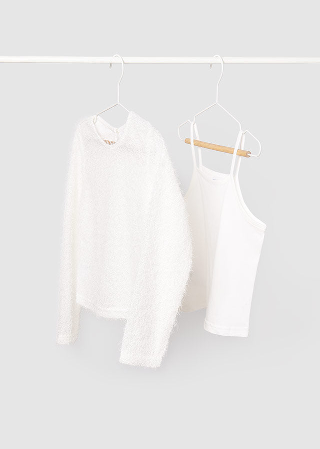 Mayoral Textured White L/s w/ Undertank