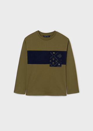 Mayoral Contrast L/S T-Shirt Khaki