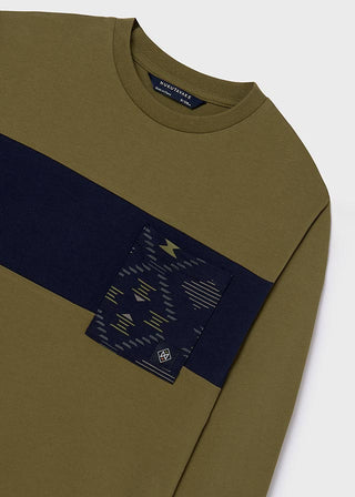 Mayoral Contrast L/S T-Shirt Khaki