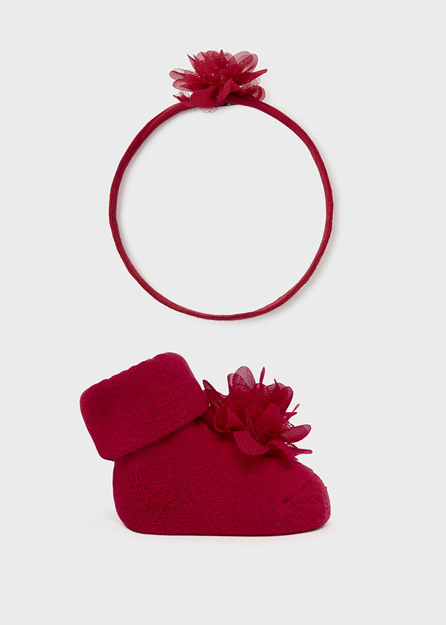 Mayoral Headpiece and Sock Set Red