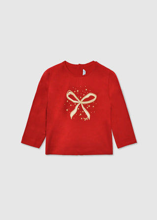Mayoral L/S Basic T-Shirt with Gold Bow
