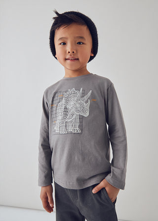 Mayoral L/S T-Shirt Glow in the Dark Grey Dino