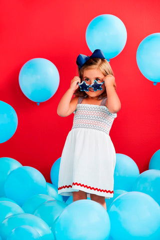 Mud Pie Red, White & Blue Smocked Dress