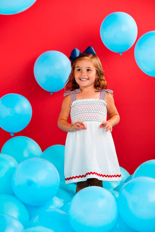 Mud Pie Red, White & Blue Smocked Dress