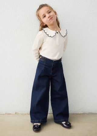 Mayoral Wide Leg Denim Pants