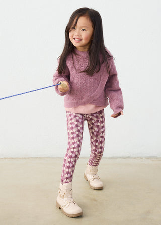 Mayoral Knit Printed Leggings Hearts
