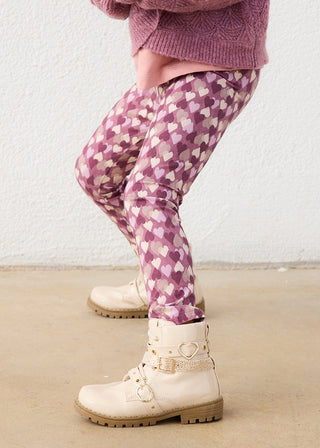 Mayoral Knit Printed Leggings Hearts