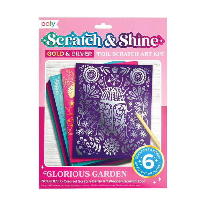 OOLY Scratch & Shine Foil Scratch Art Kids - Glorious Garden