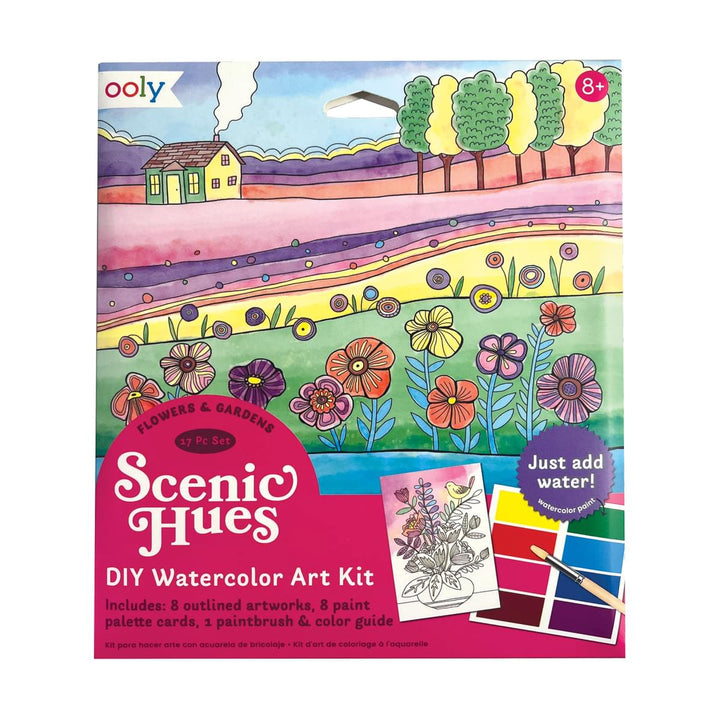 OOLY Scenic Hues D.I.Y. Watercolor Art Kit - Flowers and Gardens