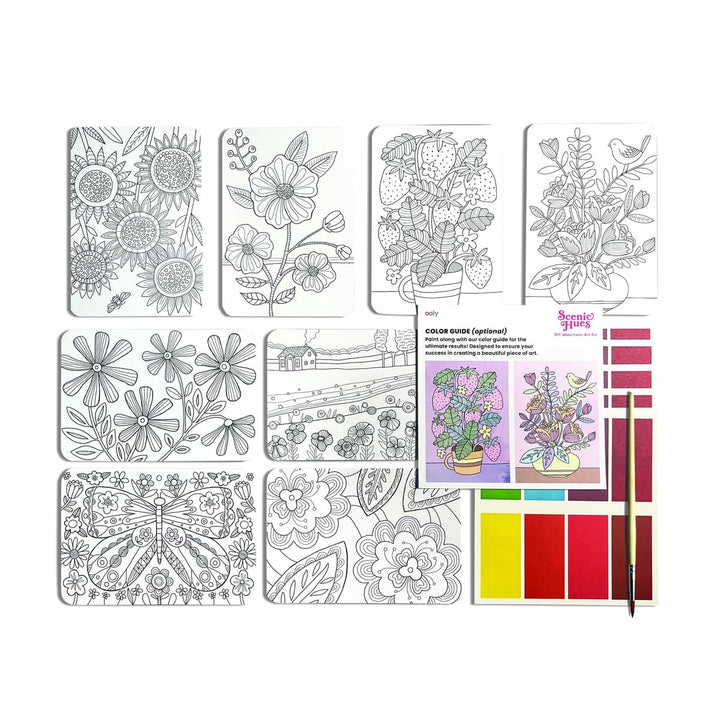 OOLY Scenic Hues D.I.Y. Watercolor Art Kit - Flowers and Gardens