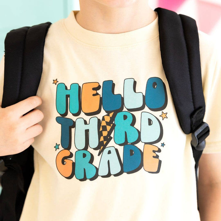 Sweet Wink - Hello Third Grade Short Sleeve T-Shirt - Back to School Kids