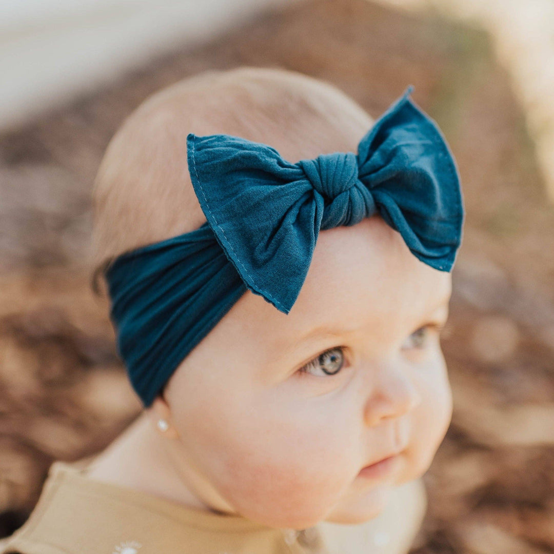 Baby Bling Bows - THE KNOT Soft nylon headband: slate blue