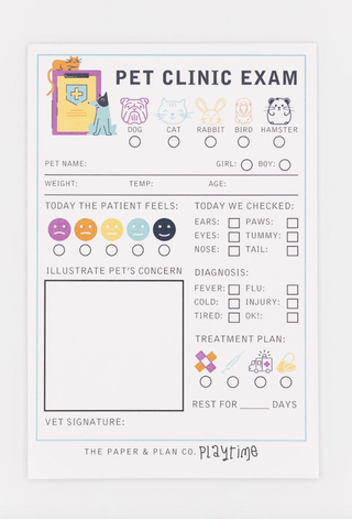 The Paper and Plan Co. - Kids Playtime Pad™ - Pet Clinic