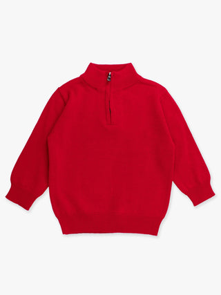 RuffleButts + RuggedButts - Boys Red Quarter-Zip Sweater