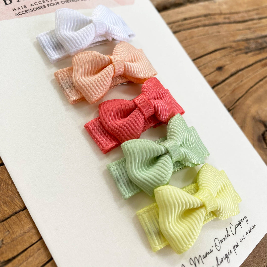 Baby Wisp - 5 Tiny Tuxedo Bows on Snap Clips - Melony