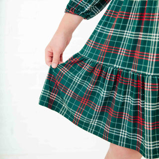 Dreamiere - Dasher's Plaid Long Sleeve Tiered Smocked Dress