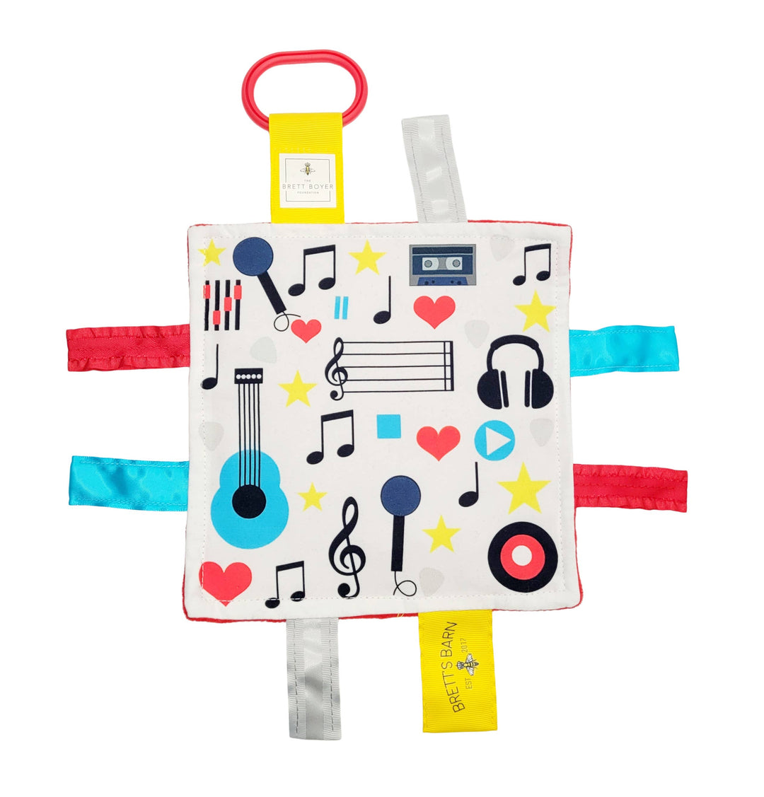 Baby Jack and Company - Music Notes Inclusion Baby Lovey Tag Stroller Toy 8" x 8"