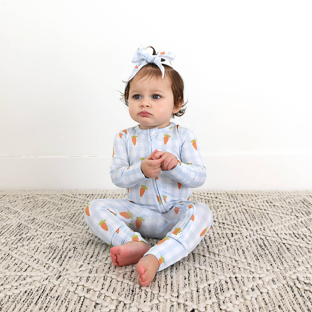 Gigi and Max - Henry Carrot Gingham Zip Easter Baby Outfit Sleepies Little