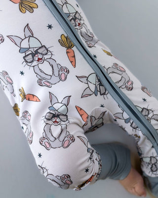 Lucky Panda Kids - Bamboo Easter Baby Zip Romper | Rad Bunny