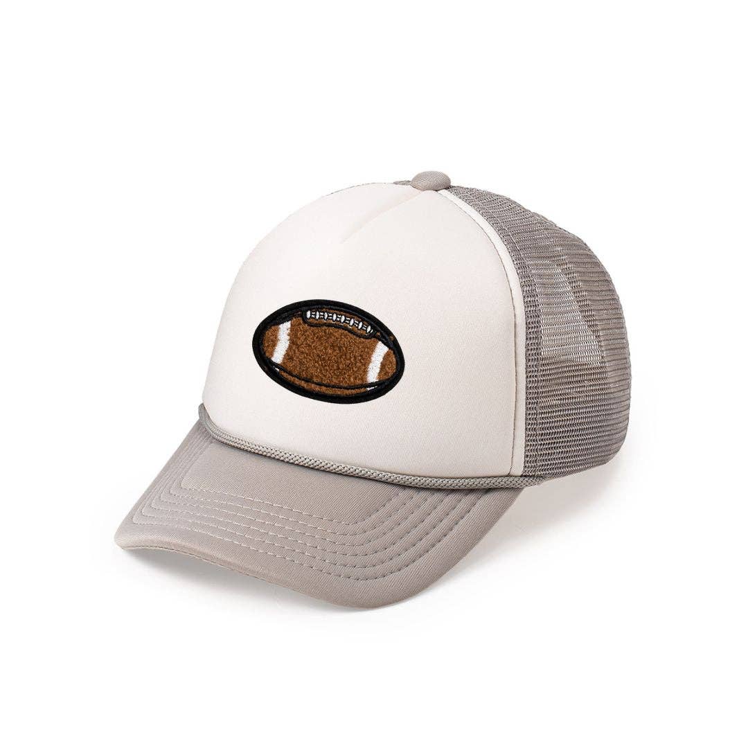 Sweet Wink - Football Patch Trucker Hat - Gray/White - Kids Football Hat