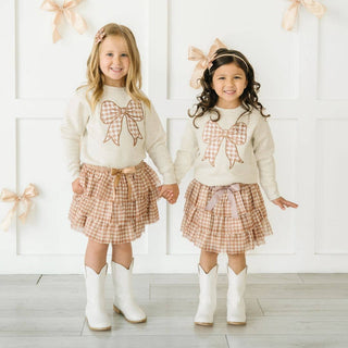 Sweet Wink - Gingham Printed Tulle Bow Headband