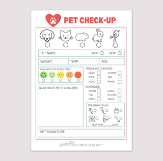 Milk Thread and Honey - Pretend Play Veterinarian Pet Check-up Notepad