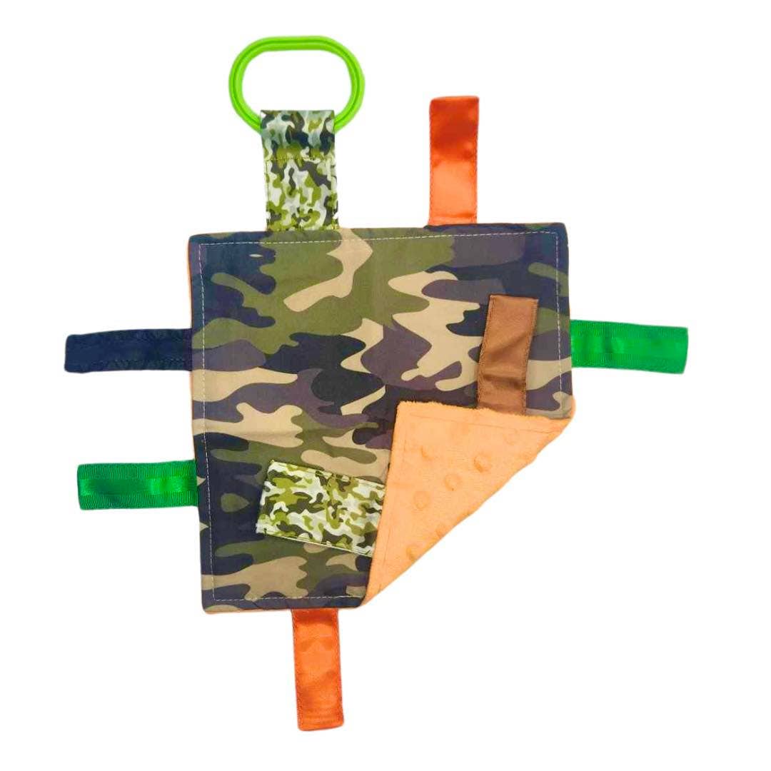 Baby Jack and Company - Camouflage Woods Hunter Blaze Orange Crinkle Tag Square Toy