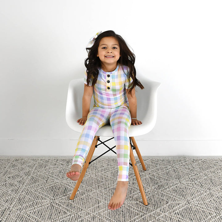 Gigi and Max - Winnie Pastel Plaid Two Piece Girls Easter Lounge Set