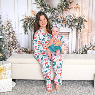 Gigi and Max - Belle Bows WOMENS TWO PIECE Christmas Adult Pajamas Bamboo