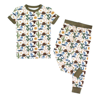 Emerson and Friends - Howdy Western Bamboo Short Sleeve Kids Pajama Pants Set