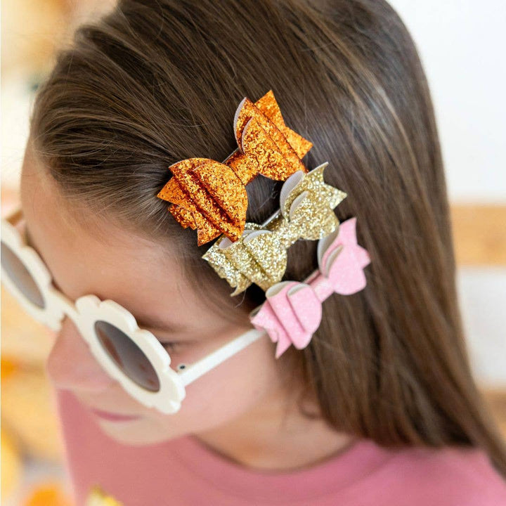 Sweet Wink - Golden Blush Bow Clip Set - Kids Hair Clip