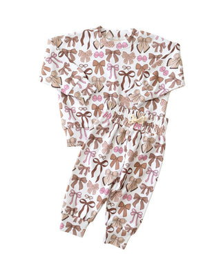Lucky Panda Kids - Jogger Set | Mocha Bows
