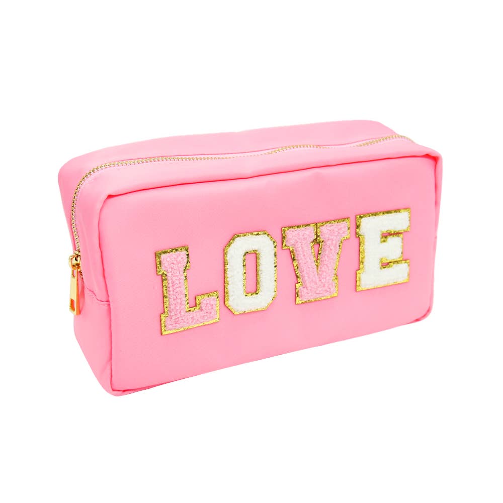 Mavi Bandz - Varsity Collection Nylon Cosmetic Bag Pink Love Chenille