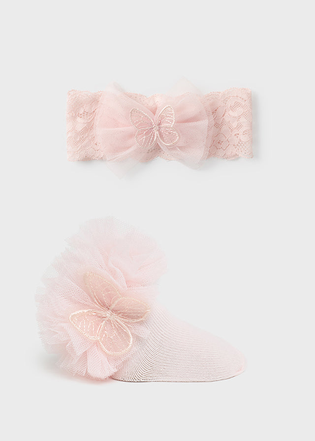 Mayoral Sock with Headband Set Nude