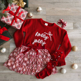 Sweet Wink - Christmas Plaid Bow Tiered Tutu - Kids Boutique Clothing