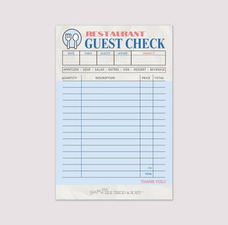 Milk Thread and Honey - Pretend Play Restaurant Check Notepad