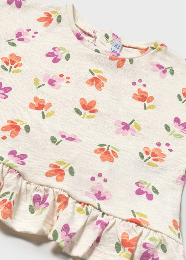Mayoral S/S T-Shirt Pink & Orange Floral