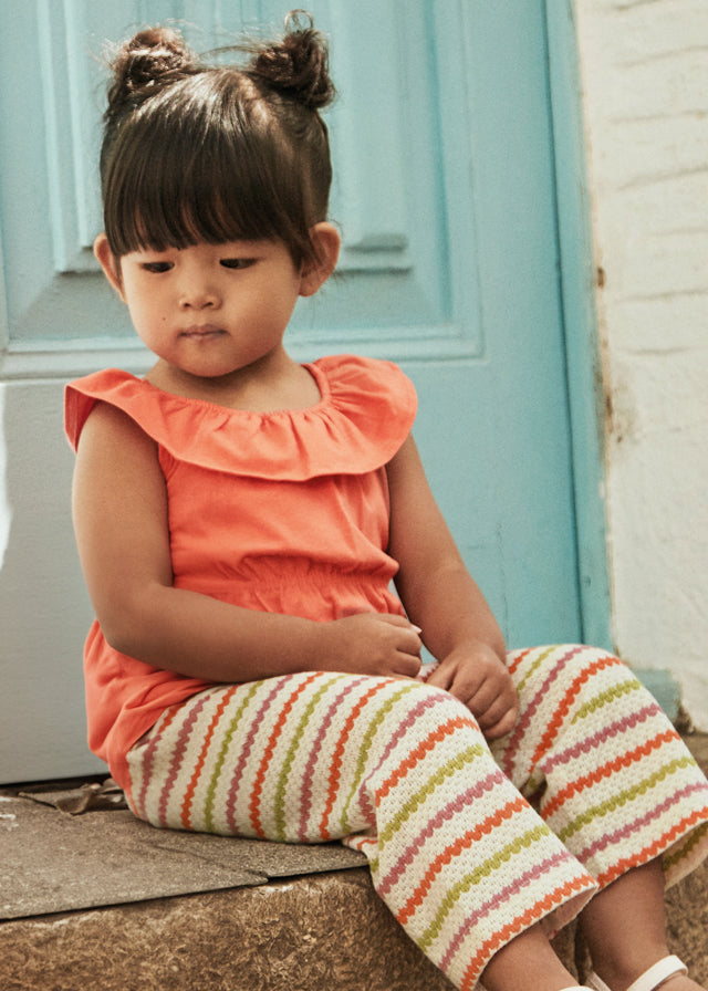 Mayoral Crochet Pants Set Carrot Stripes