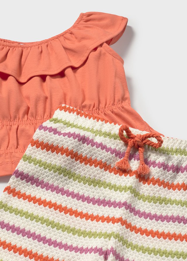 Mayoral Crochet Pants Set Carrot Stripes